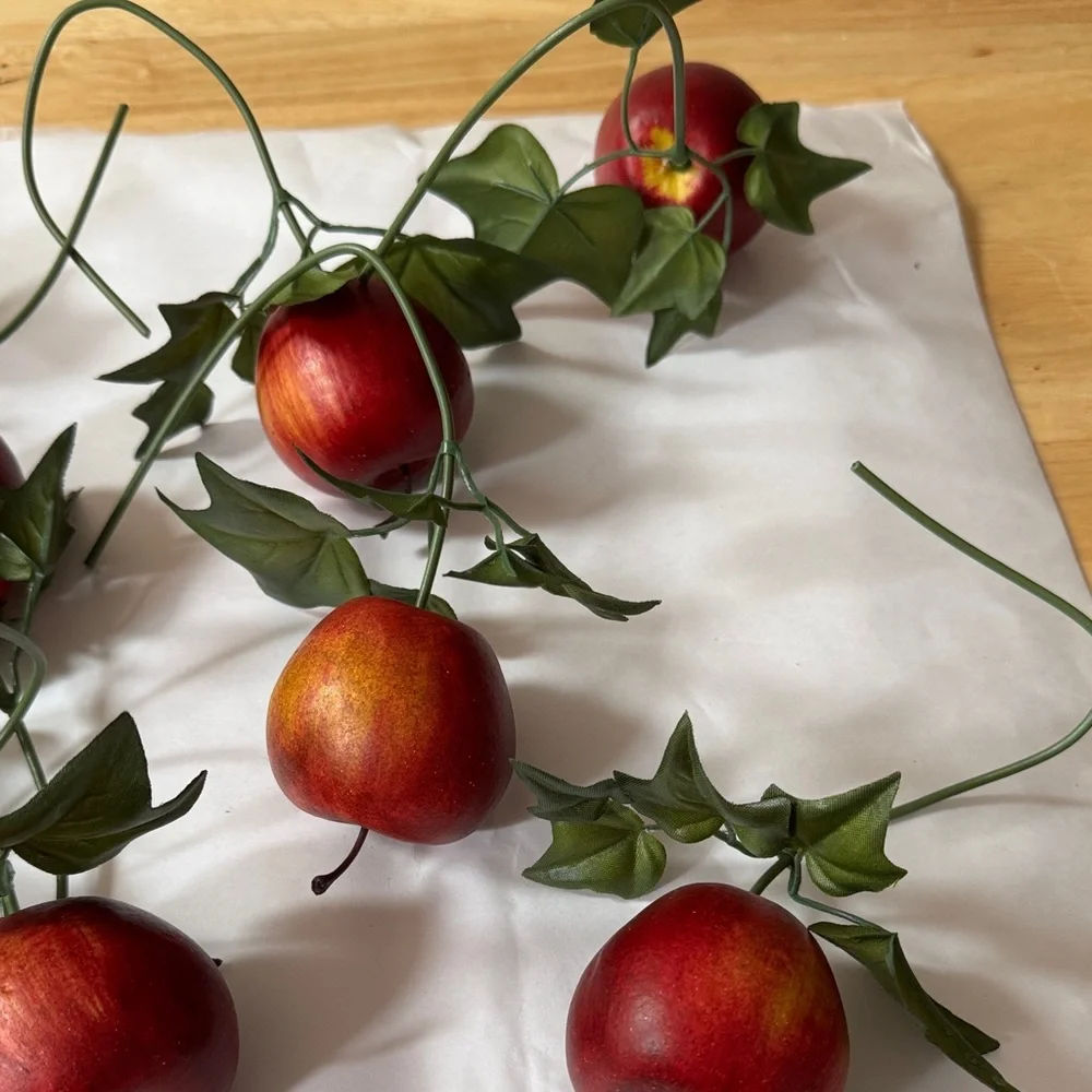 Festive Red Apple ornament real like can be added to Garland 15 count